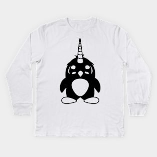 funny unicorn penguin horn cute cute little bird Kids Long Sleeve T-Shirt